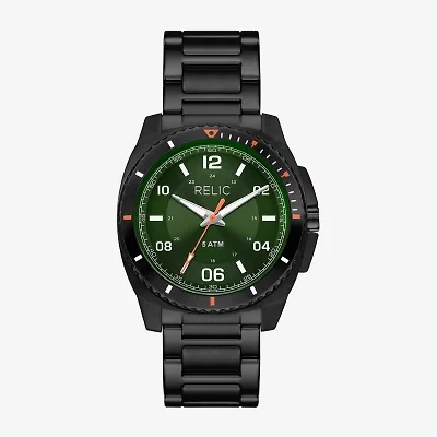 Relic By Fossil Mens Black Stainless Steel Bracelet Watch Zr12676