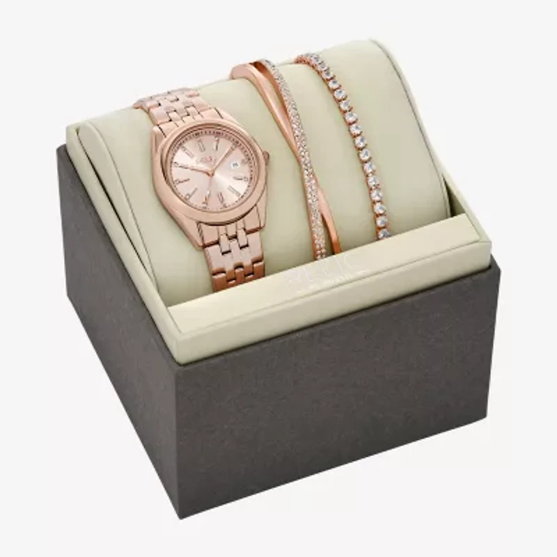 Relic By Fossil Womens Rose Goldtone 3-pc. Watch Boxed Set Zr97031