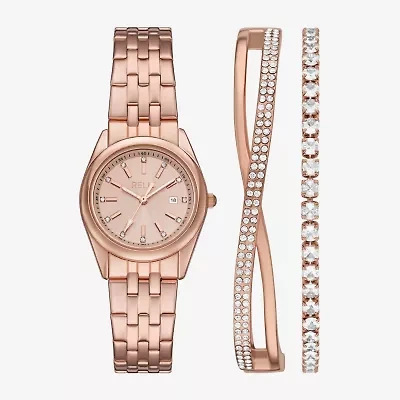 Relic By Fossil Womens Rose Goldtone 3-pc. Watch Boxed Set Zr97031