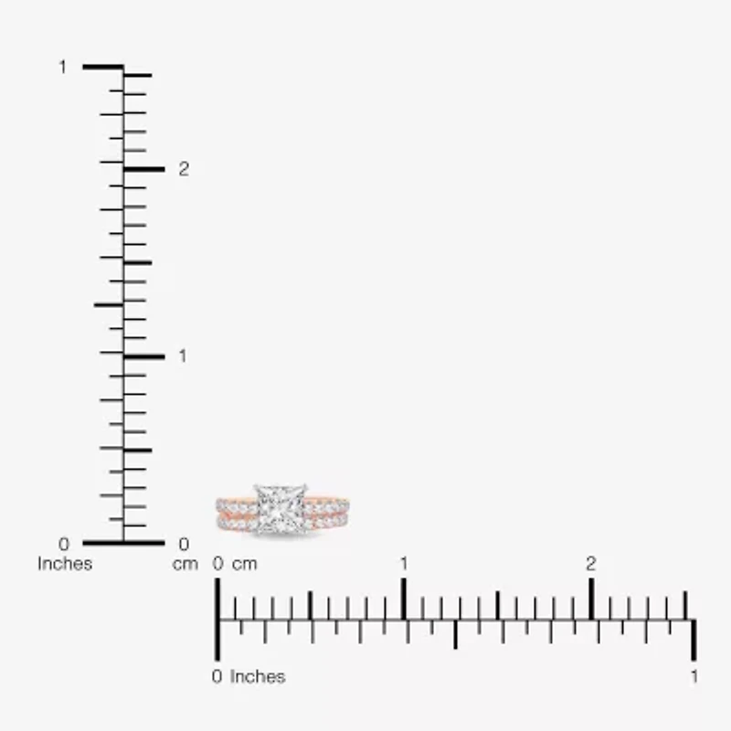 (H-I / SI1-SI2) Signature By Modern Bride Womens 2 CT.TW Lab Grown White Diamond 14K Gold Side Stone Bridal Set