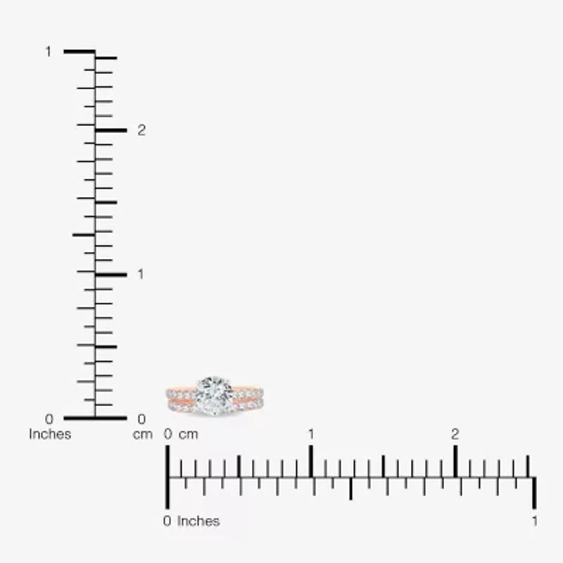 Signature By Modern Bride (H-I / Si1-Si2) Womens 2 CT. T.W. Lab Grown White Diamond 14K Gold Round Bridal Set