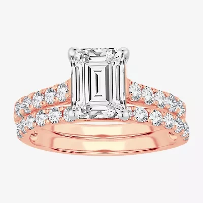 (H-I / SI1-SI2) Signature By Modern Bride Emerald Cut Womens 2 CT. T.W. Lab Grown White Diamond Bridal Set 14K Gold