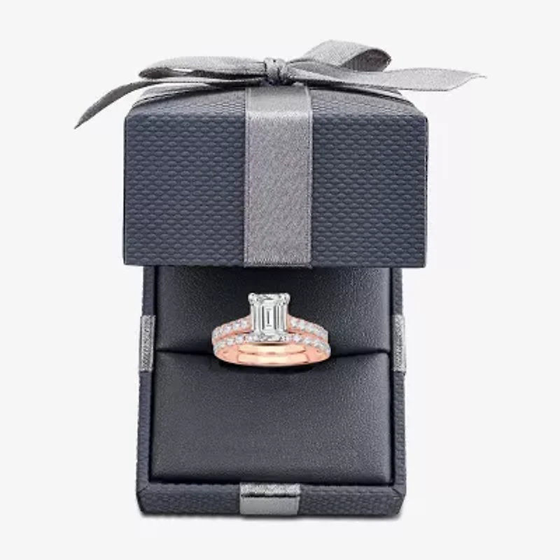 (H-I / SI1-SI2) Signature By Modern Bride Emerald Cut Womens 2 CT. T.W. Lab Grown White Diamond Bridal Set 14K Gold