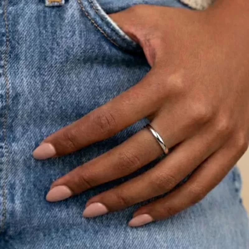 Womens 10K White Gold 2MM Comfort-Fit Wedding Band