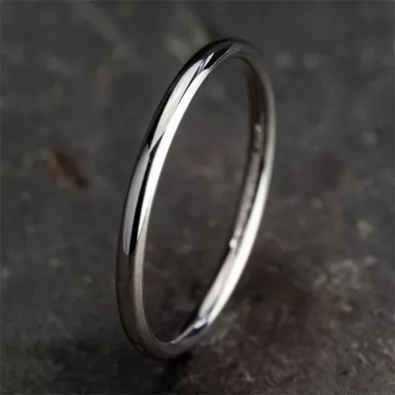 Womens 10K White Gold 2MM Comfort-Fit Wedding Band