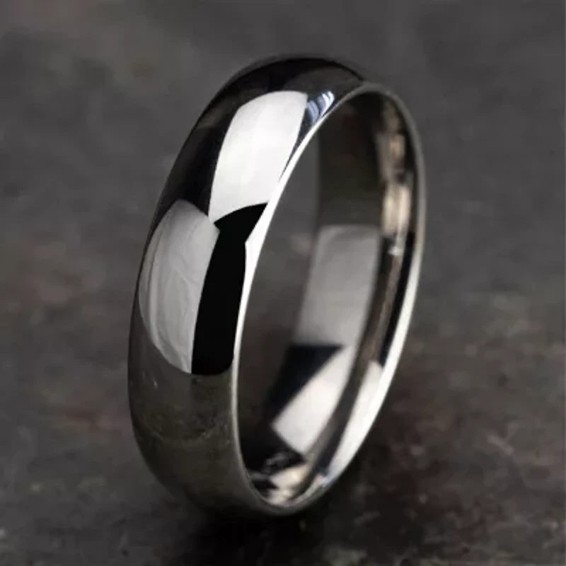 Mens 10K White Gold 6MM Comfort-Fit Wedding Band