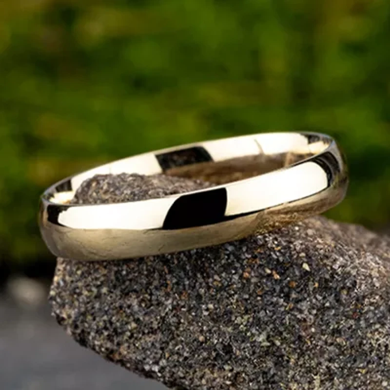 Womens 14K Yellow Gold 4MM Light Comfort-Fit Wedding Band