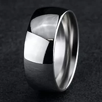 Mens 10K White Gold 8MM Comfort-Fit Wedding Band