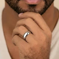 Mens 14K White Gold 7MM Light Comfort-Fit Wedding Band