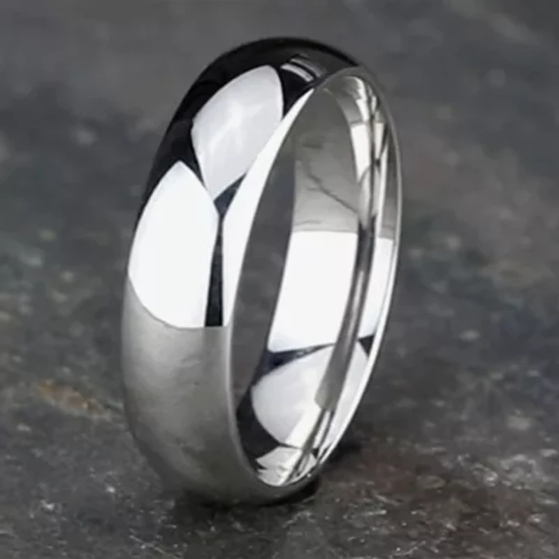 Mens 14K White Gold 6MM High Dome Comfort-Fit Wedding Band