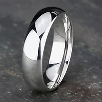Mens 14K White Gold 6MM High Dome Comfort-Fit Wedding Band