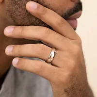 Mens 14K White Gold 6MM High Dome Comfort-Fit Wedding Band