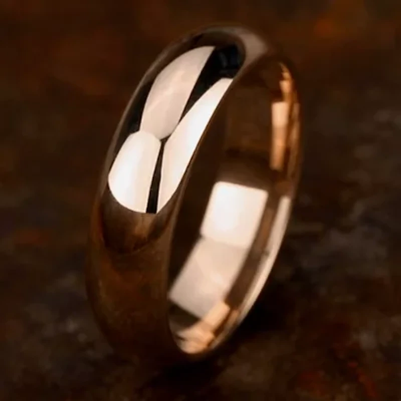 Mens 14K White Gold 6MM High Dome Comfort-Fit Wedding Band