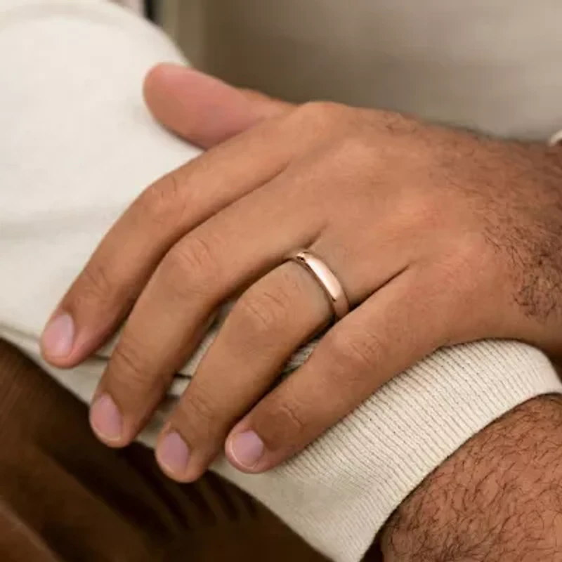 Womens 14K White Gold 4MM High Dome Comfort-Fit Wedding Band