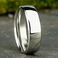 Unisex Adult 6.5MM 10K White Gold Wedding Band