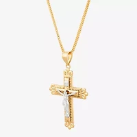 Crucifix Mens 10K Gold Cross 22 Inch Pendant Necklace