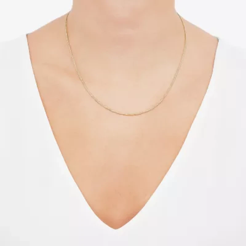 Womens 14K Gold 18 Inch Box Chain Necklace