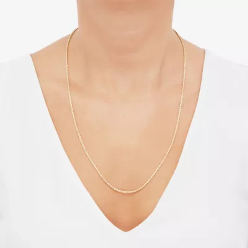 Womens 14K Gold 24 Inch Rope Chain Necklace
