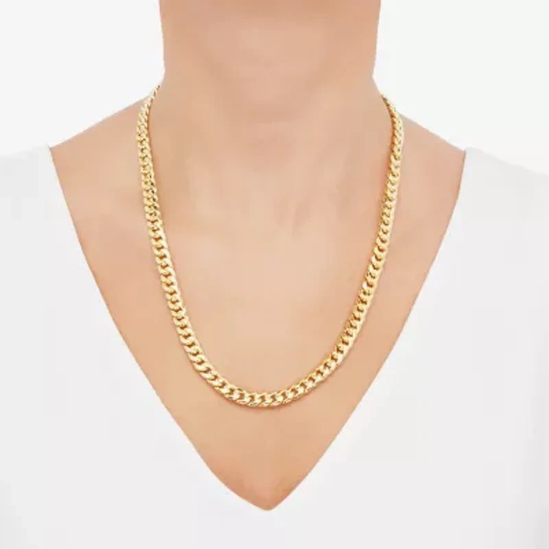 Made in Italy Mens 10K Gold 22 Inch Cuban Chain Necklace