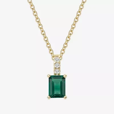 Yes, Please! Womens Lab Created Green Emerald Sterling Silver 18 Inch Pendant Necklace