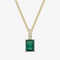 Yes, Please! Womens Lab Created Green Emerald Sterling Silver 18 Inch Pendant Necklace