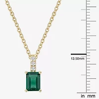 Yes, Please! Womens Lab Created Green Emerald Sterling Silver 18 Inch Pendant Necklace