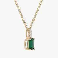 Yes, Please! Womens Lab Created Green Emerald Sterling Silver 18 Inch Pendant Necklace