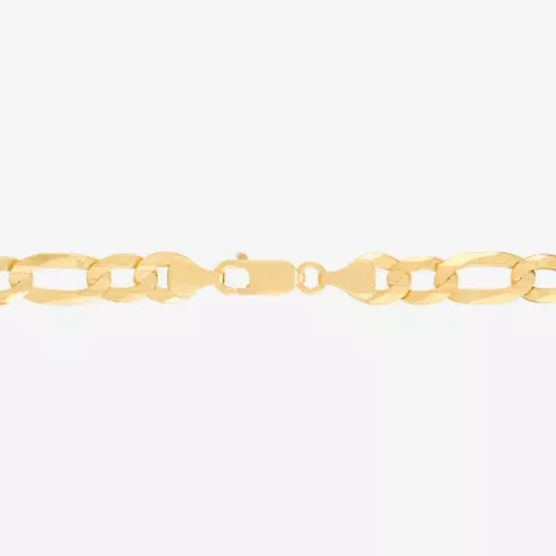 Made in Italy Mens 14K Gold Over Silver 8 1/2 Inch Solid Figaro Chain Bracelet