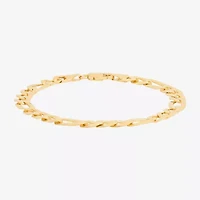 Made in Italy Mens 14K Gold Over Silver 8 1/2 Inch Solid Figaro Chain Bracelet