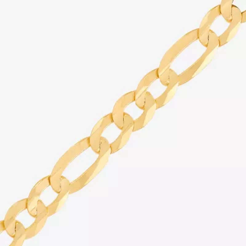 Made in Italy Mens 14K Gold Over Silver 8 1/2 Inch Solid Figaro Chain Bracelet