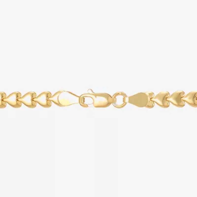 Made in Italy Womens 14K Gold Over Silver 9 Inch Hollow Stampato Chain Bracelet