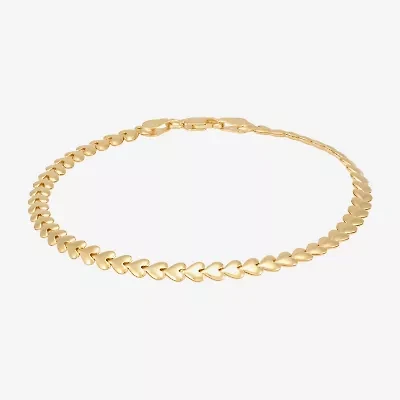 Made in Italy Womens 14K Gold Over Silver 9 Inch Hollow Stampato Chain Bracelet