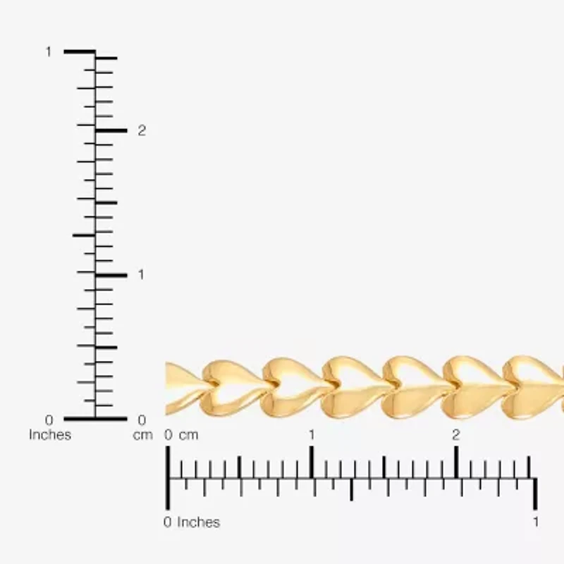 Made in Italy Womens 14K Gold Over Silver 9 Inch Hollow Stampato Chain Bracelet