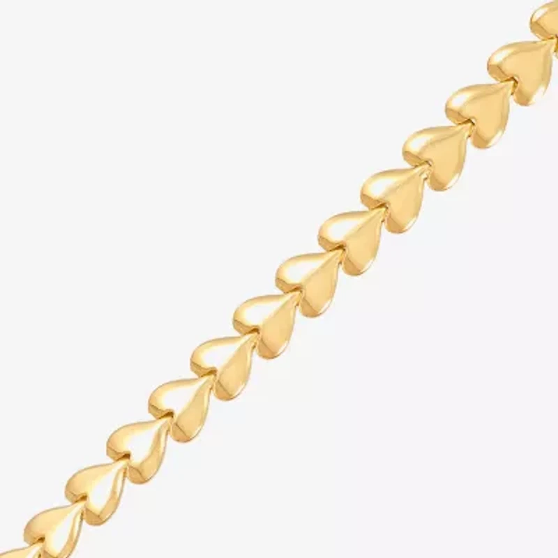 Made in Italy Womens 14K Gold Over Silver 9 Inch Hollow Stampato Chain Bracelet