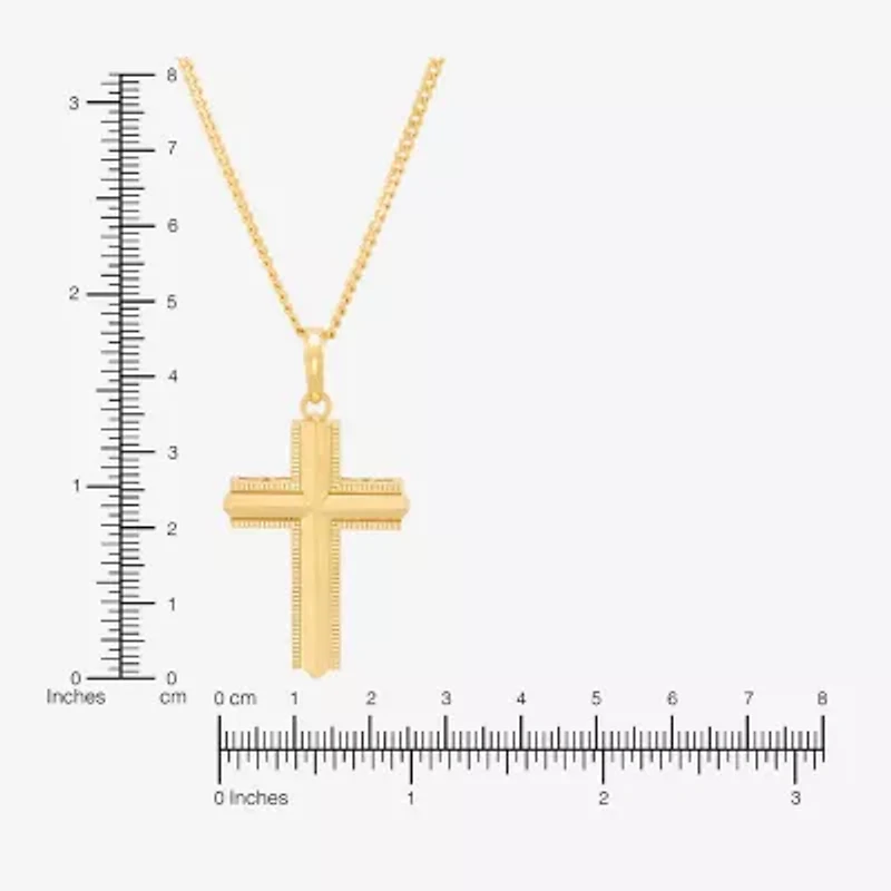 Cross Mens 14K Gold Over Silver Cross 22 Inch Pendant Necklace