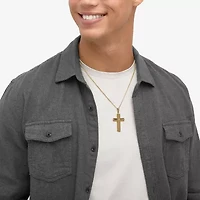 Cross Mens 14K Gold Over Silver Cross 22 Inch Pendant Necklace