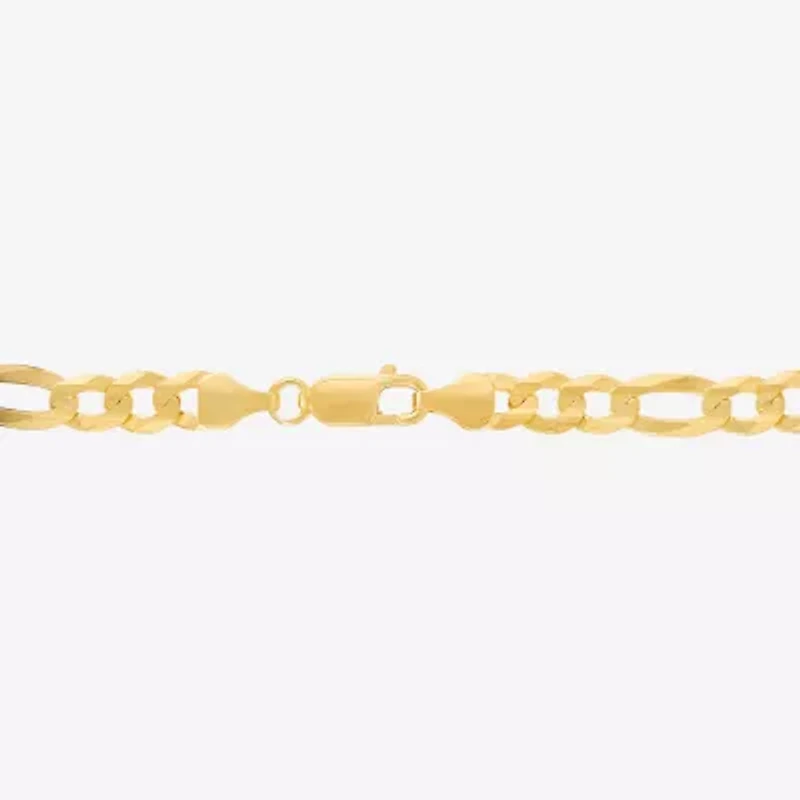 Made in Italy Mens 14K Gold Over Silver 8 1/2 Inch Hollow Figaro Chain Bracelet