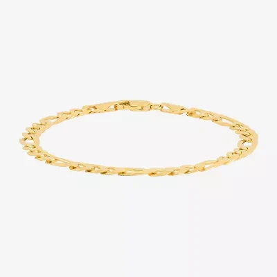 Made in Italy Mens 14K Gold Over Silver 8 1/2 Inch Hollow Figaro Chain Bracelet