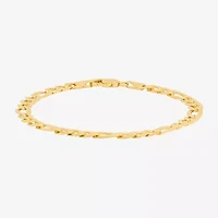 Made in Italy Mens 14K Gold Over Silver 8 1/2 Inch Hollow Figaro Chain Bracelet