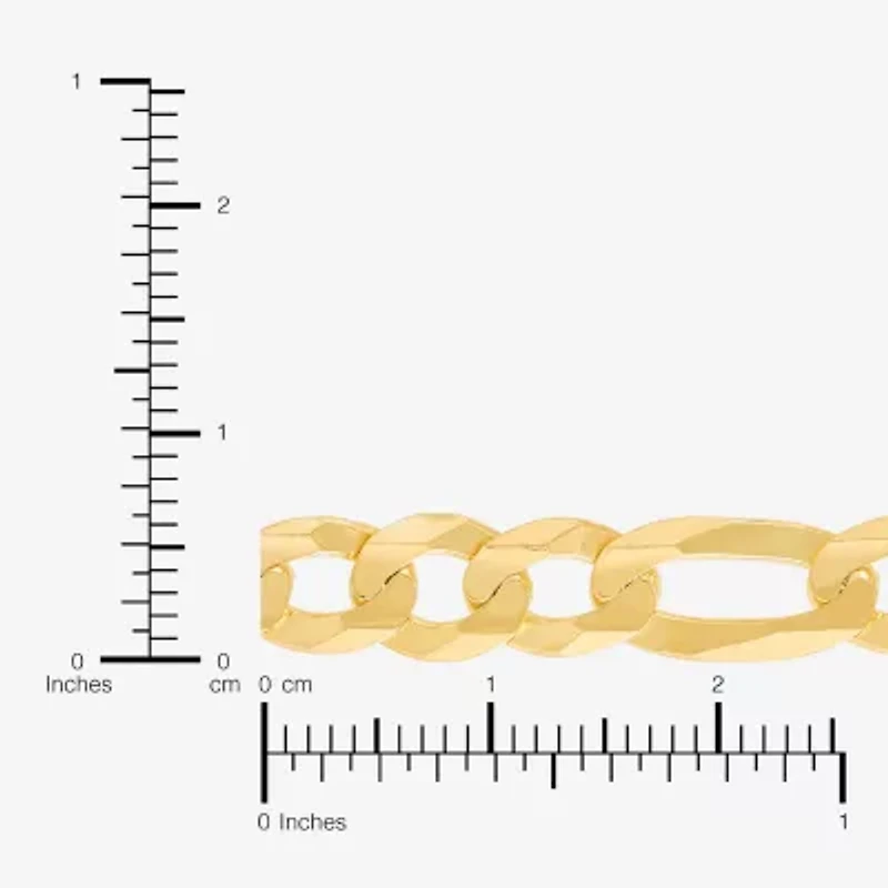 Made in Italy Mens 14K Gold Over Silver 8 1/2 Inch Hollow Figaro Chain Bracelet