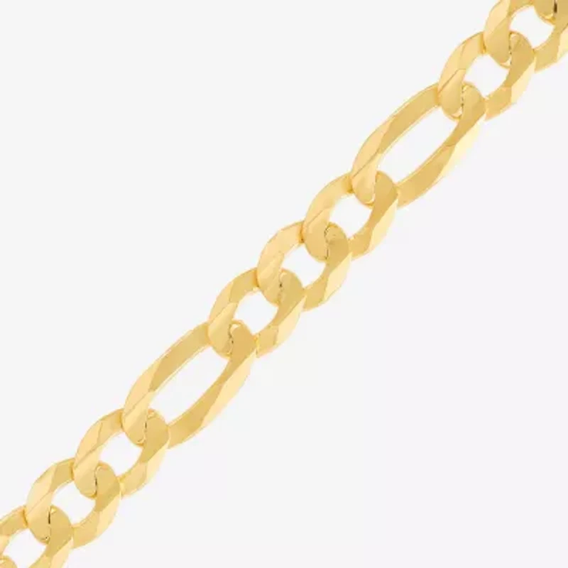 Made in Italy Mens 14K Gold Over Silver 8 1/2 Inch Hollow Figaro Chain Bracelet