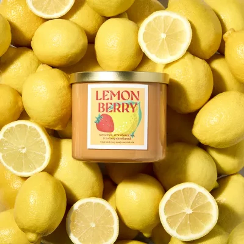 Distant Lands 14oz Lemon Berry 3-Wick Scented Jar Candle
