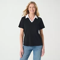 Gloria Vanderbilt Womens Short Sleeve Layered Top