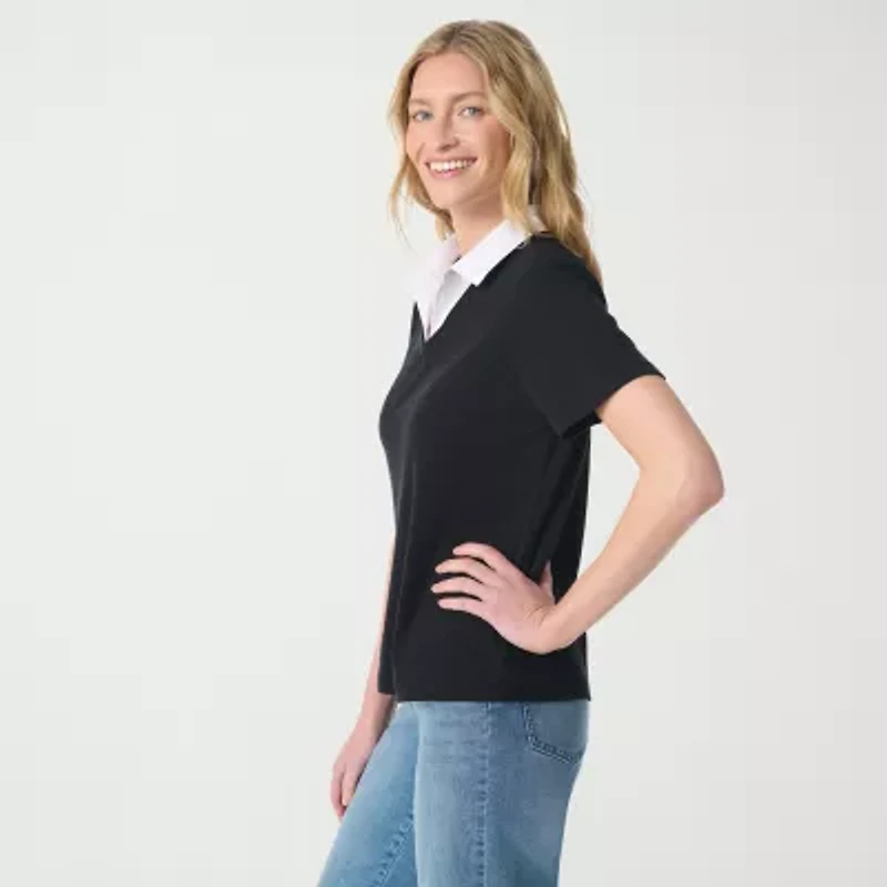 Gloria Vanderbilt Womens Short Sleeve Layered Top