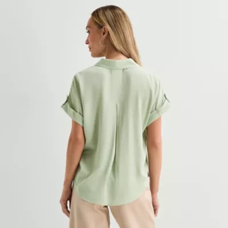 Liz Claiborne Womens Short Sleeve Blouse