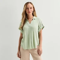 Liz Claiborne Womens Short Sleeve Blouse