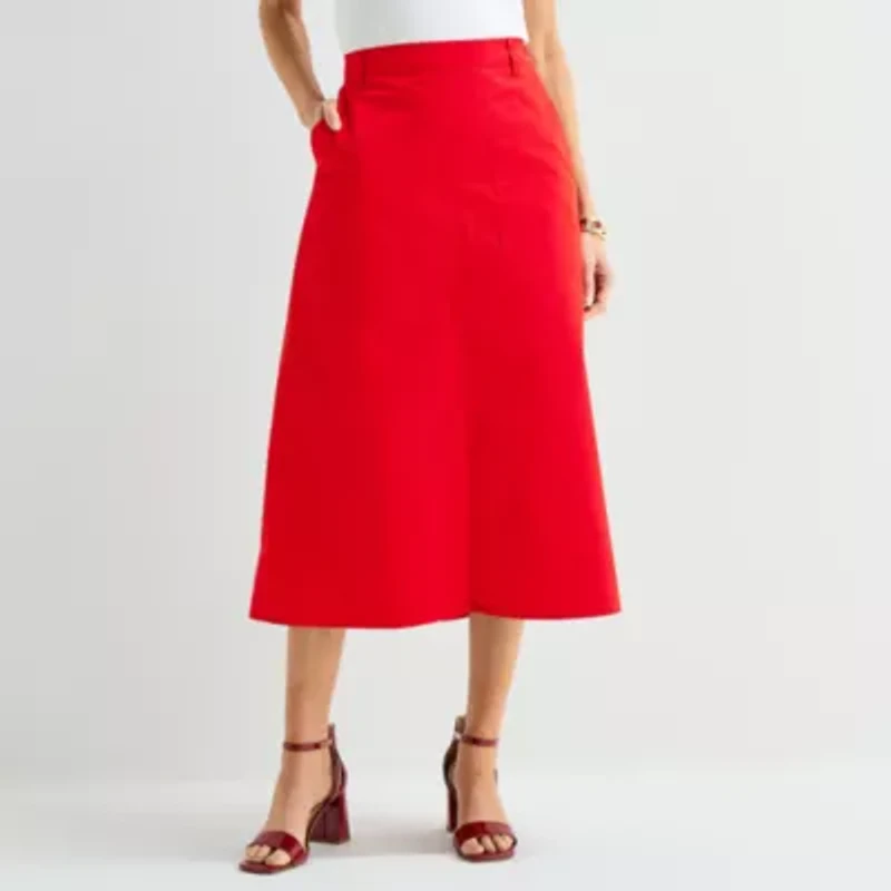 Liz Claiborne Womens Midi A-Line Skirt