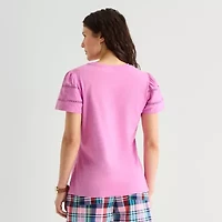St. John's Bay Womens Round Neck Short Sleeve Blouse
