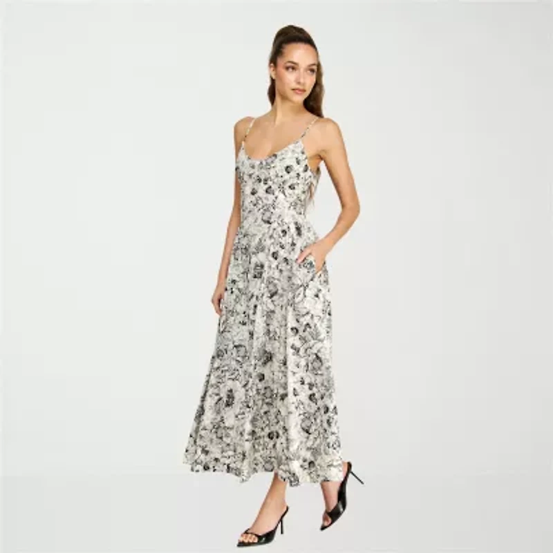 belle vie Womens Sleeveless Midi A-Line Dress