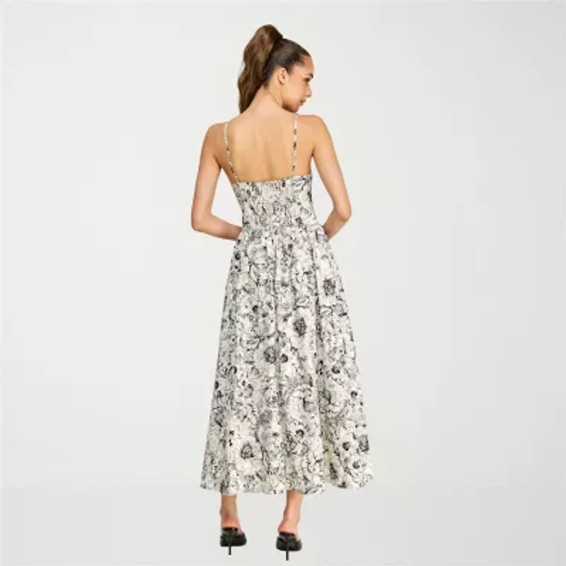 belle vie Womens Sleeveless Midi A-Line Dress